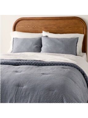 NWT 3pc King Block Pattern Comforter Set Blue - Hearth & Hand with Magnolia